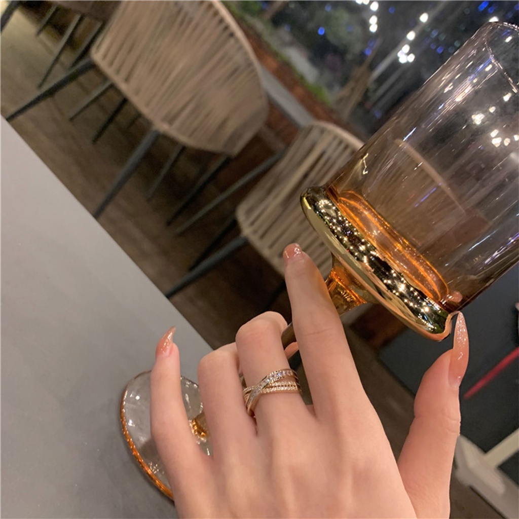 Nhẫn Hở Đính Đá Zircon Sang Trọng Phong Cách Hàn Quốc Cho Nữ