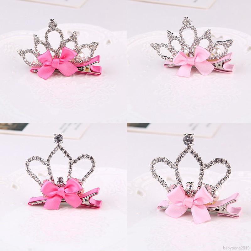 Kẹp Tóc Hình Vương Miện Đính Đá Xinh Xắn Cho Bé Gái