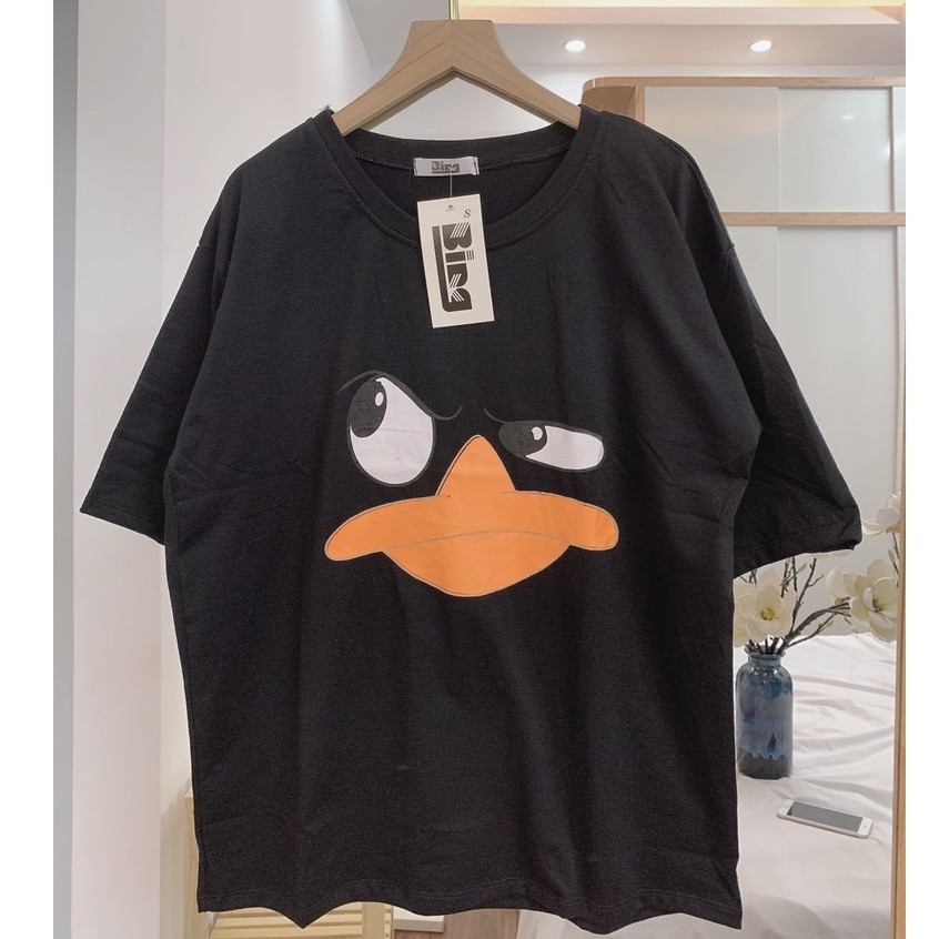 Áo phông dáng rộng có size tay lỡ in hình vịt cute Vanmiushop