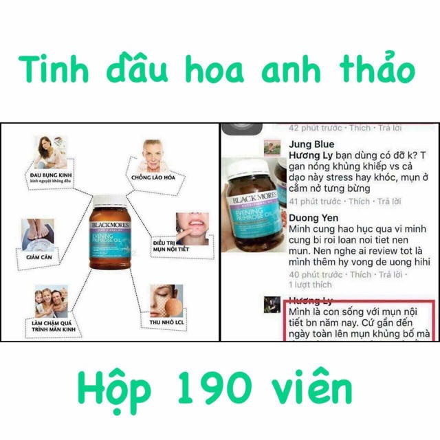 TINH DẦU HOA ANH THẢO BLACKMORES EVENING PRIMROSE OIL 190 VIÊN