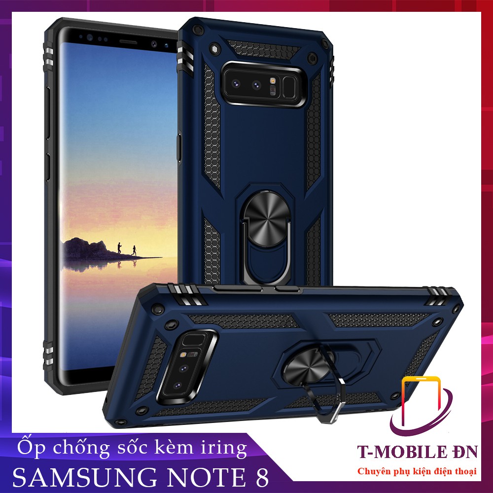 FREESHIP 50k_Ốp lưng Samsung Note 8, Ốp chống sốc 2 lớp kèm nhẫn iring làm giá đỡ cho Samsung Note 8