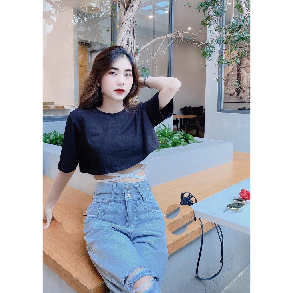 [ MẠNH MẼ ] QUẦN BAGGY JEAN NỮ LƯNG CAO XẺ NỬA ĐĨA CHÉO RÁCH 1 GỐI TO CAO CẤP HADI SIÊU LẠ CỰC HOT-NL12358