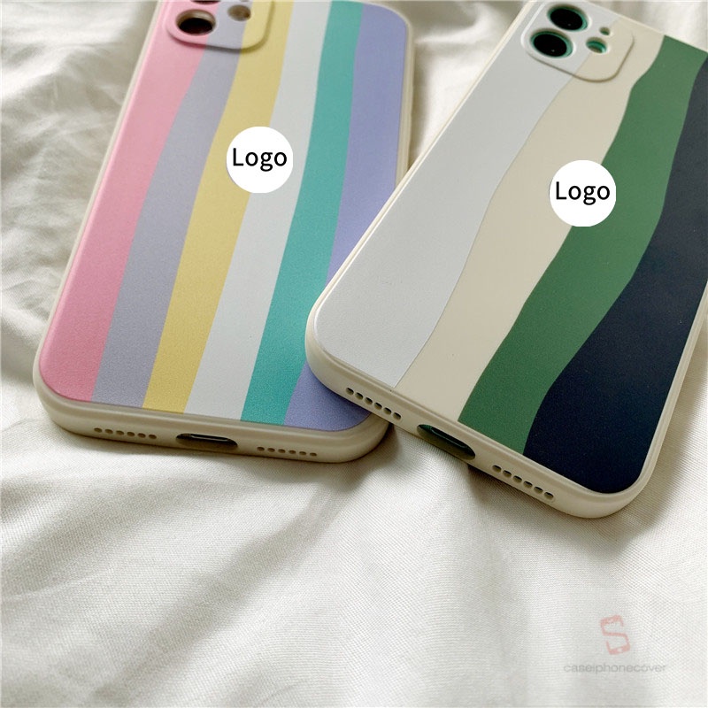 Ốp điện thoại mềm màu cầu vồng dễ thương bảo vệ camera cho iPhone 7 8 6 6s Plus X Xr Xs Max 11 12 Pro Max Se 2020