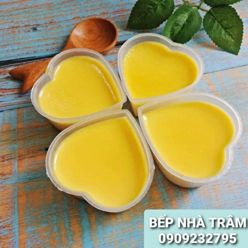 Set 4 Khuôn  trái tim Bánh Flan, bánh rau câu Có Nắp