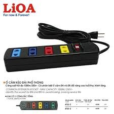 Ổ cắm điện LIOA  4 lỗ có công tắc, dây dài 3m/5m 1000W
