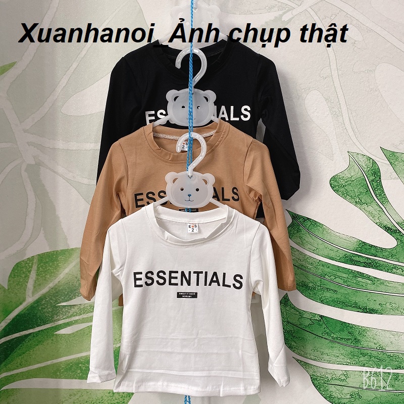 Áo giữ nhiệt, áo dài tay cho bé trai chữ ASSENTIAL 3 mầu Đen, Trắng và Nâu 8-30kg XHN1082