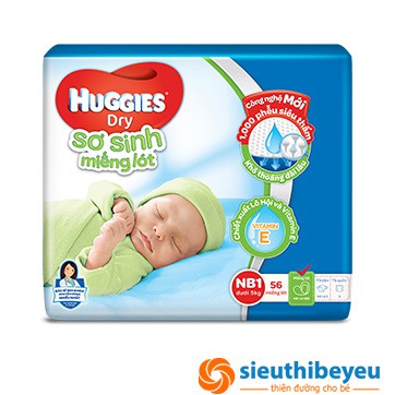 Miếng lót sơ sinh Huggies NB1 56/NB2 40/NB2 60