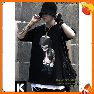 Áo thun thiết kế ninja xương tay lỡ oversize unisex