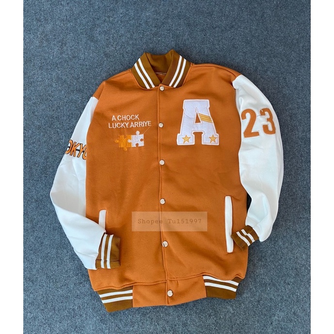 Áo VARSITY JACKET BOMBER NỈ CHỮ A - Áo khoác nỉ PE lót bông thích hợp mặc cả Nam và Nữ