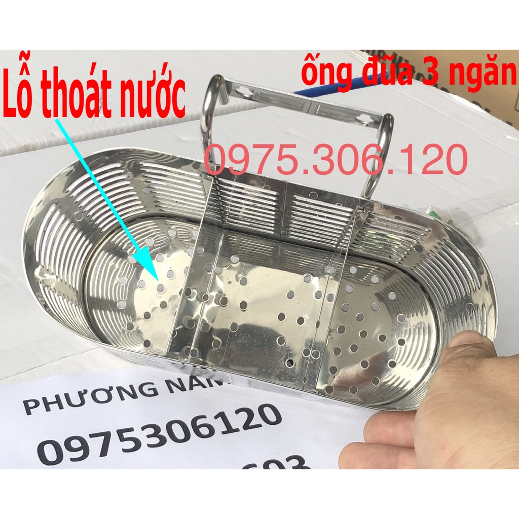 Ống đựng đũa trong nhà bếp 100% inox 304 OĐ5 ỐNG ĐŨA OVAN 3 NGĂN công nghệ đánh bóng sáng hàng đặt xưởng đảm bảo tốt