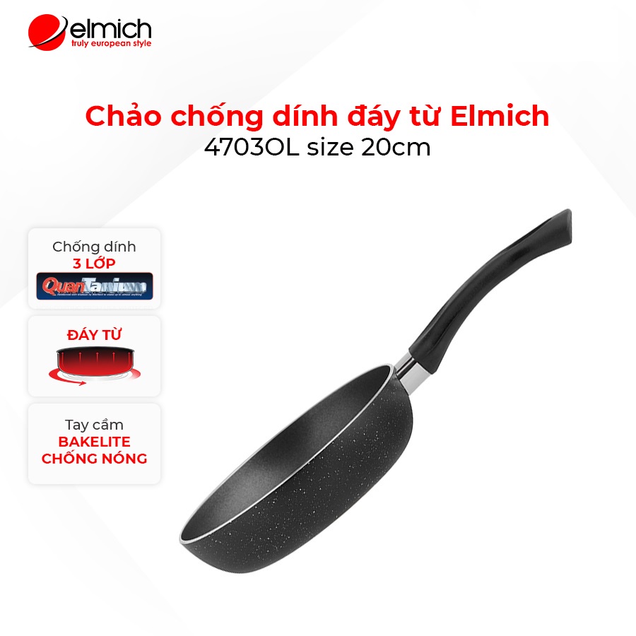 [Mã LIFECPMALL giảm 12% đơn 250K] Chảo chống dính đáy từ Elmich 4703OL size 20cm