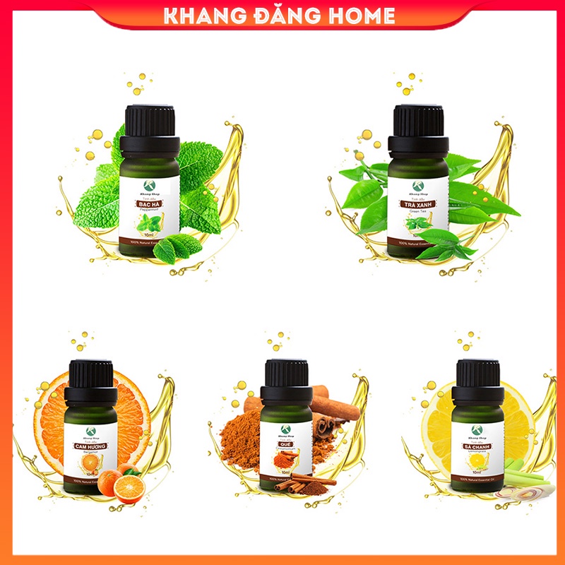 Combo 5 lọ tinh dầu (oải hương, ngọc lan, hoa hồng, hoa nhài, trà xanh)