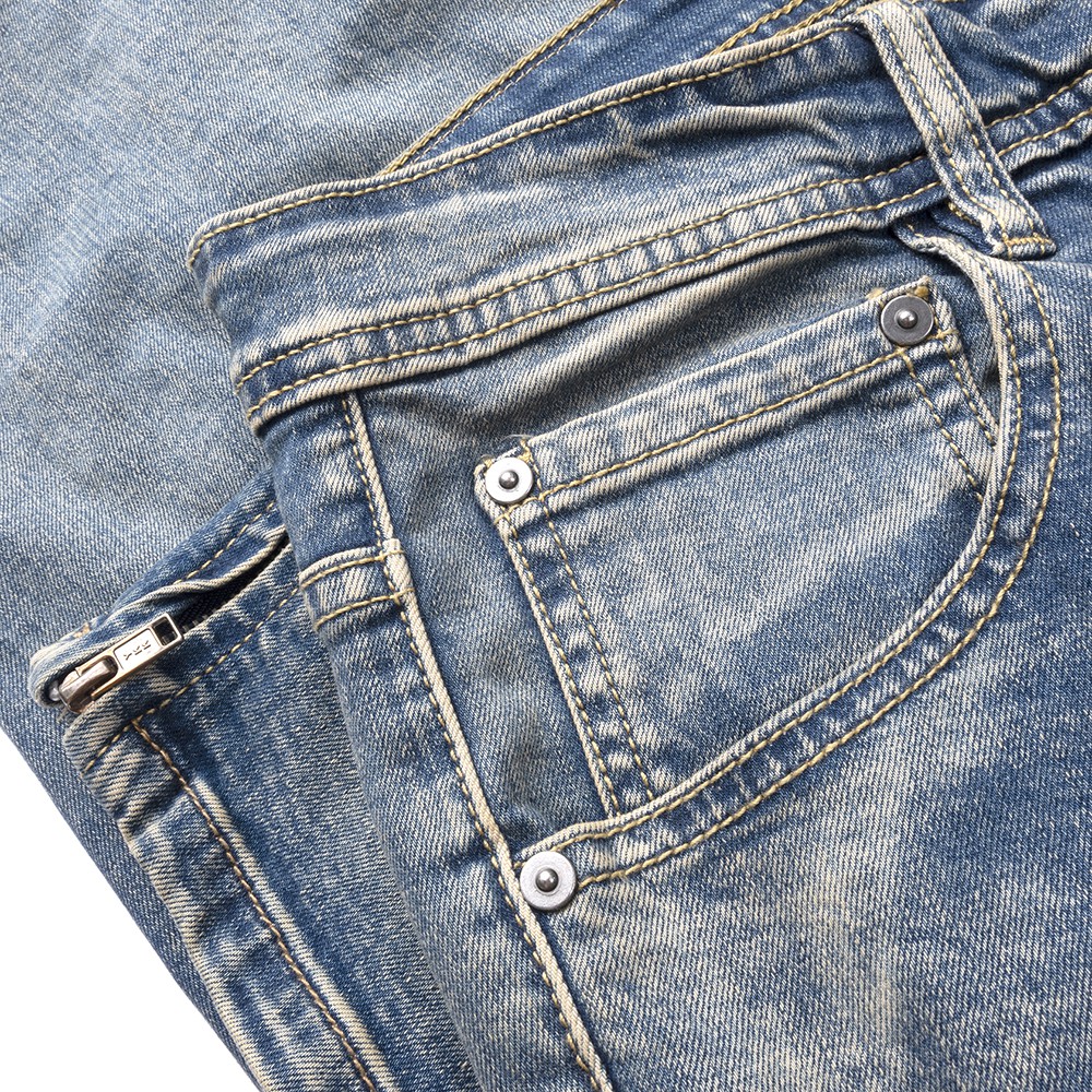 Quần Jean Nam Streetwear Cao Cấp FNOS Z15 Màu Xanh - Rách Gối Form Slimfit - Có Zip Jean Thun Co Giãn. | BigBuy360 - bigbuy360.vn