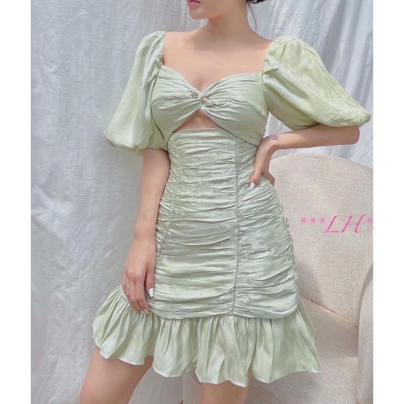 [vải cao cấp] Đầm nữ dạo phố dự tiệc vải may 2 lớp màu Xanh Mint siêu xinh