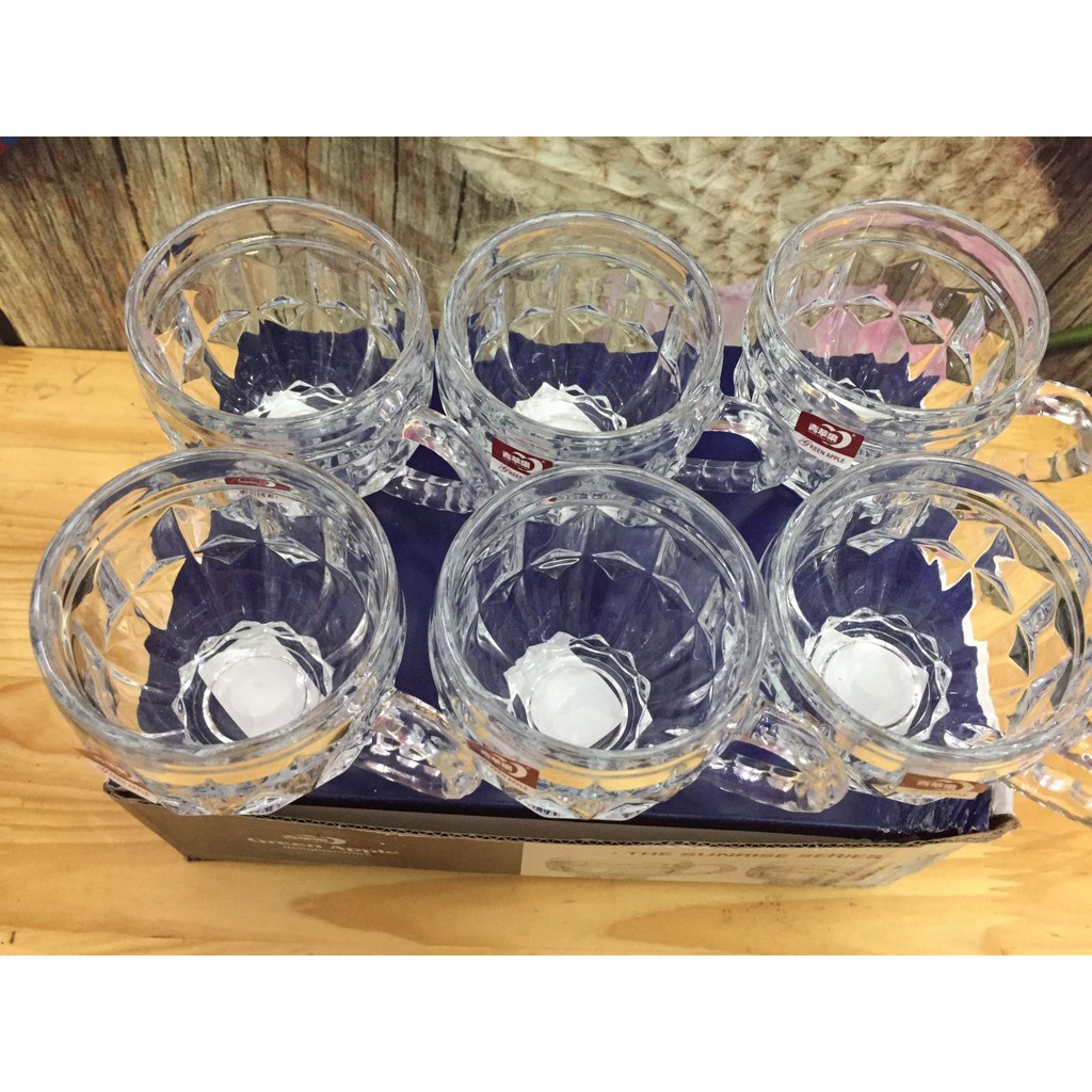 ⛔FREESHIIP⛔ Bộ 6 cốc thủy tinh (LOẠI CÓ QUAI)