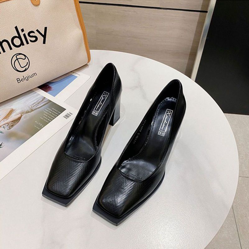 Giày Cao Gót Mũi Vuông Màu Bạc Thiết Kế Mới Thời Trang Dành Cho Mùa Thu 2022