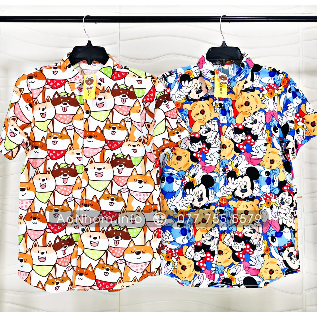 Áo sơ mi hoạt hình - Chó Shiba, Chuột Mickey, Chó Pluto | BigBuy360 - bigbuy360.vn