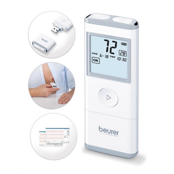 Máy điện tim 1 kênh Beurer ME90 kết nối điện thoại thông minh phù hợp bệnh nhân tim mạch, tiểu đường- BH 2 năm