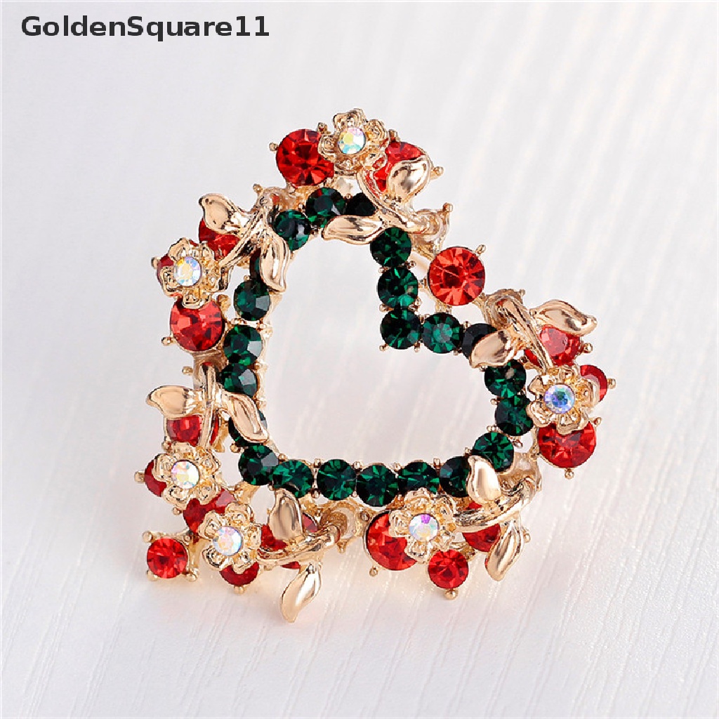 [GoldenSquare11] Fashion Unisex Heart  Garland Rhinestone Snowman Christmas Brooch Pin Xmas Gift [GoldenSquare11]