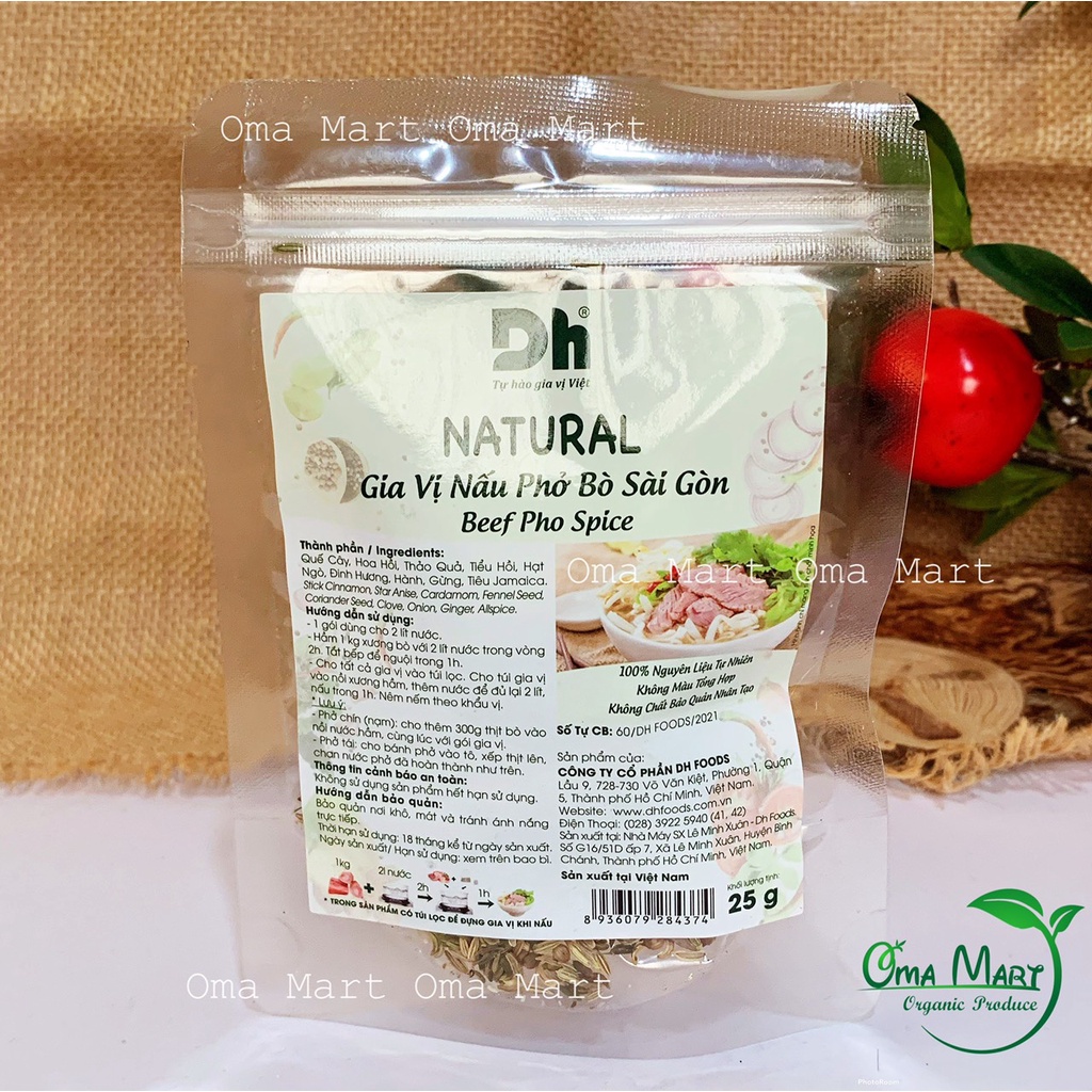 Gia vị nấu phở bò Sài Gòn Dh Foods 25g