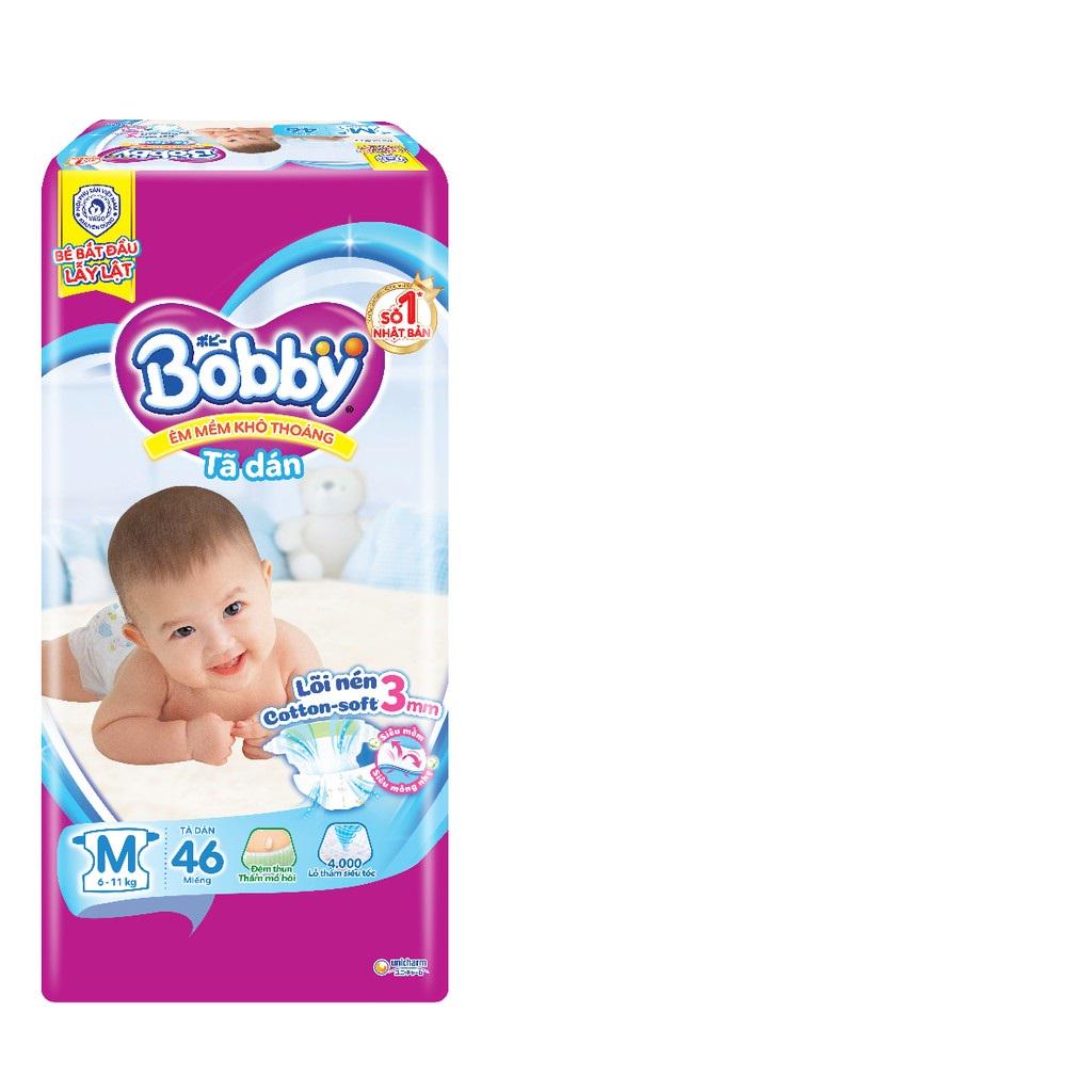 Tã dán Bobby M46 mới tặng 6 miếng tùy đợt - Lõi nén thần kỳ 3mm (giao ngẫu nhiên)