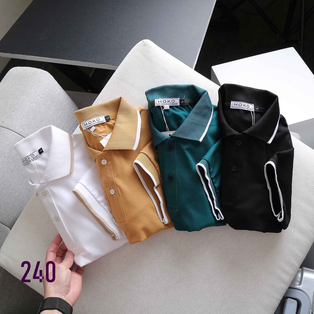 ÁO THUN NAM TRƠN CỔ BẺ PHỐI MÀU POLO 4 MÀU 240 CHẤT LIỆU CAO CẤP THẤM HÚT MỒ HÔI PHONG CÁCH TRẺ TRUNG