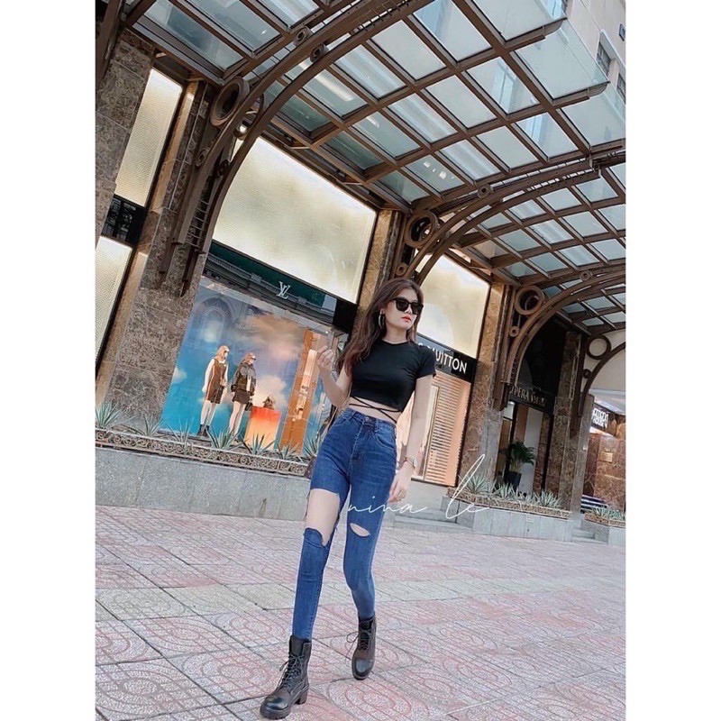 quần jeans rách vuông hót hít siêu đẹp