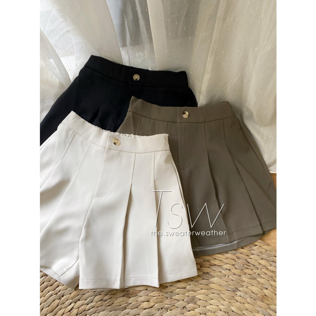 Quần short ống rộng cạp cao xếp ly giả váy (Ảnh thật) | BigBuy360 - bigbuy360.vn