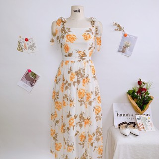 Váy 2 dây 🍀 freeship 🍀váy hai dây thắt nơ - maxi dáng xoè da285