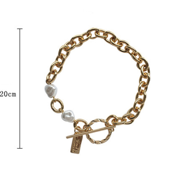 Ahellogirl Vòng tay đính ngọc trai nhân tạo kiểu dáng xinh xắn cho nữ