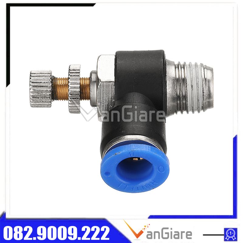 Van tiết lưu khí nén SL cho ống 4mm 6mm 8mm 10mm 12mm 16mm, van chỉnh lưu hơi ren ngoài nối ống