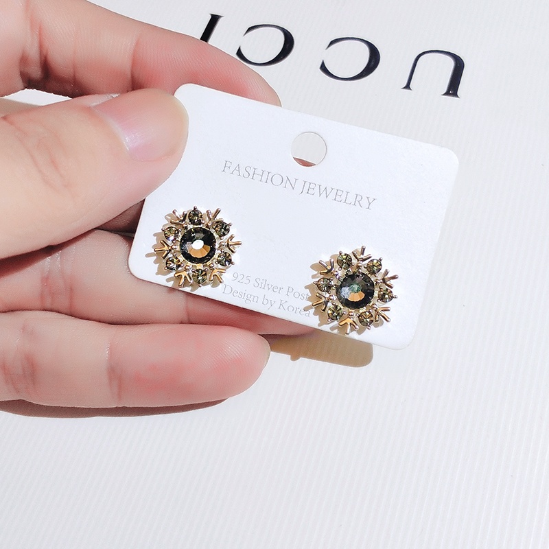Bông tai bạc JIUDUOLAN đính đá zircon hình bông tuyết thanh lịch tinh tế không gây dị ứng cho nữ