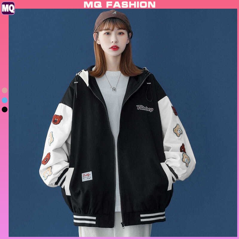 Áo khoác dù form rộng unisex bomber 2 lớp phối màu in hoạ tiết ấn tượng KD01