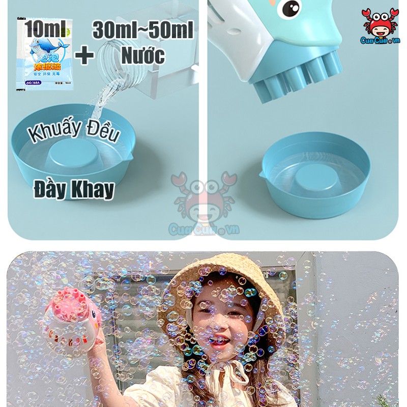 Súng bắn bong bóng cá heo 10 nòng cho bé - Súng máy phun thổi bong bóng xà phòng hình cá heo đồ chơi trẻ em ngoài trời