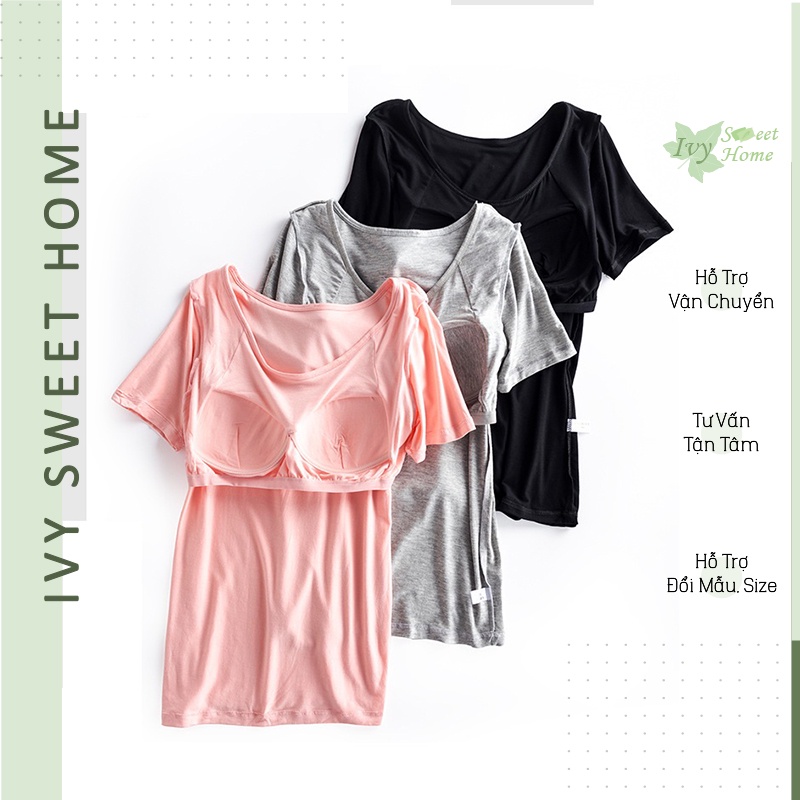 Áo Cộc Tay Có Đệm Ngực * Bộ Mặc Nhà Vải Modal Mềm Mịn Mới * IVY006