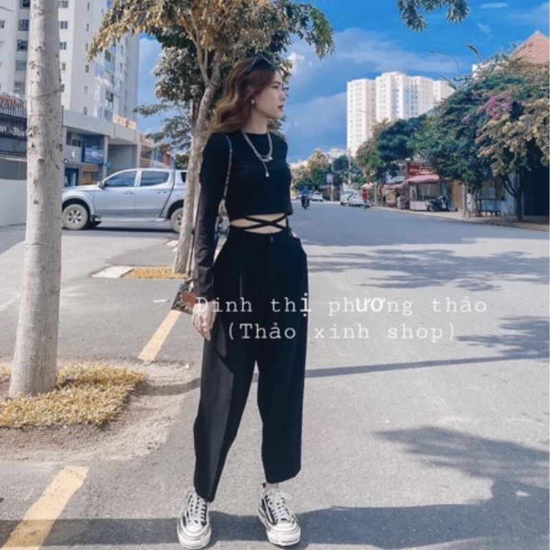 Áo Croptop Ngắn Tay, Dài Tay Cột Eo Siêu Xinh CTCE