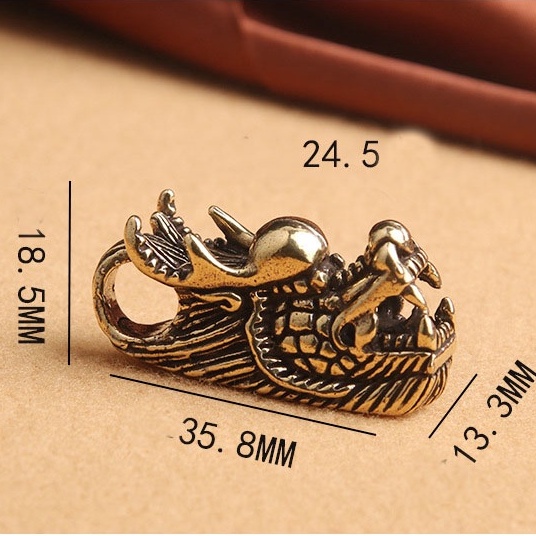 Móc khóa đồng thau vòng đeo tượng hình đầu rồng may mắn độc lạ phong cách bền bỉ đẹp 5H