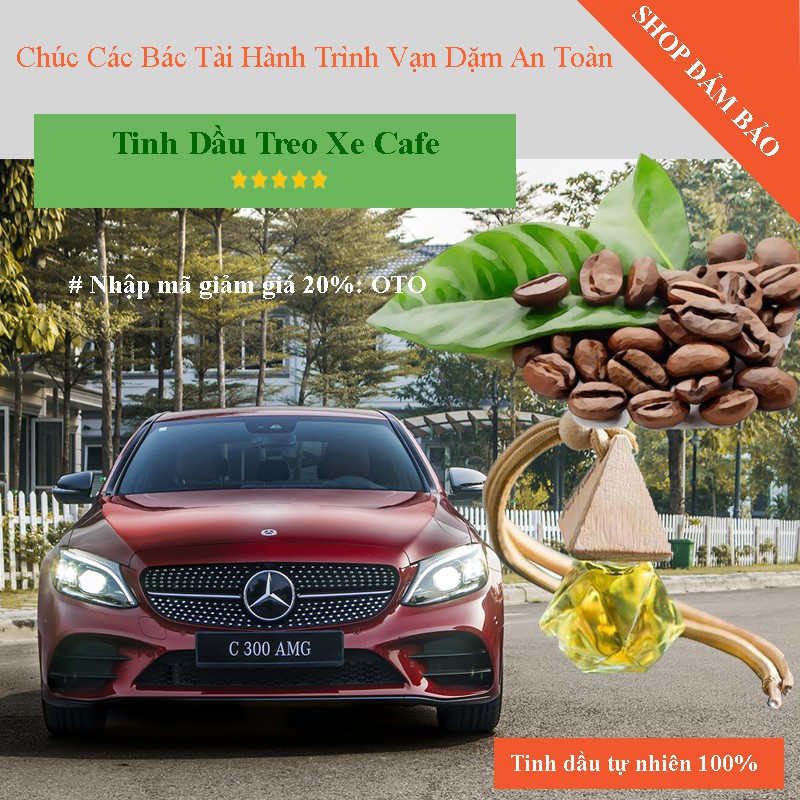 Tinh dầu treo xe ô tô, xe hơi (quế, cafe, bạc hà, sả) khử mùi tự nhiên nguyên chất Royal Scent