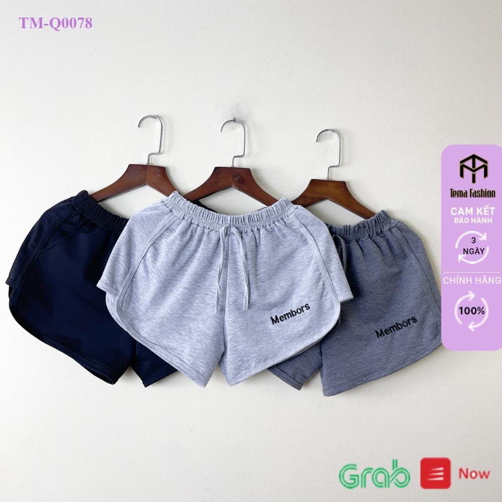 Quần đùi short nữ THE MEI 1992 cao cấp - Quần sooc nữ cạp chun thêu chữ chất Umi thể thao dáng hộp nhiều màu