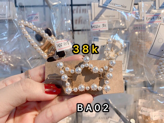 Kẹp tóc đính đá + hạt trai nhân tạo siêu cute mẫu mới