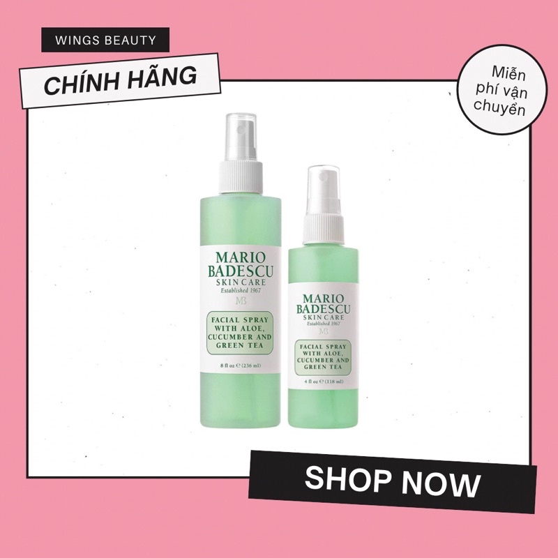 Nước hoa hồng dạng xịt MARIO BADESCU Facial Spray With Aloe, Cucumber And Green Tea (All Skin Types)