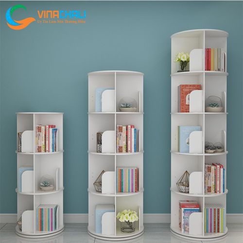 Kệ Để Sách Xoay 360 Nhiều Tầng Gỗ Nhựa PVC Cao Cấp