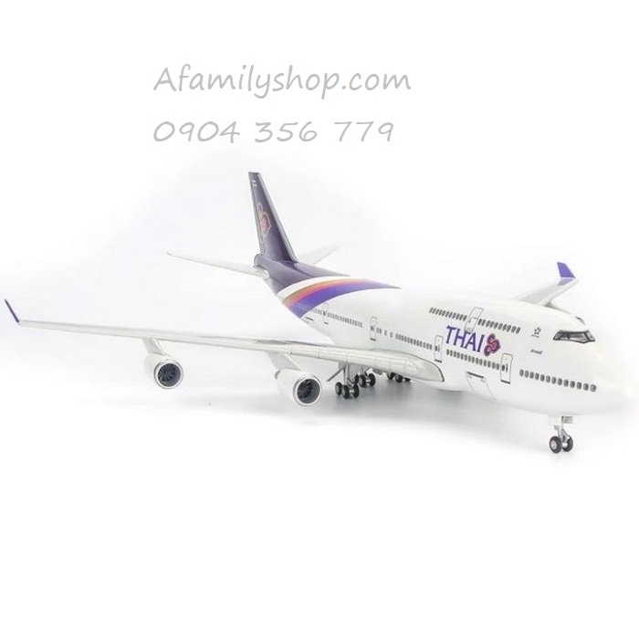 Mô hình máy bay tĩnh B747 Thai Airways 47cm có bánh xe và đèn led