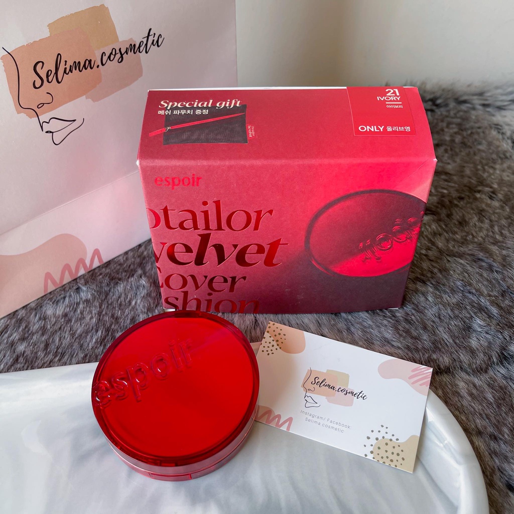 Set Phấn Nước Espoir Protailor Be Velvet Cover Cushion Limited edition kèm túi