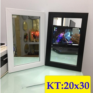 gương soi để bàn trang điểm, gương treo tường khung gỗ decor siêu cute kích thước 20x30,30x40cm - mirror hk5001