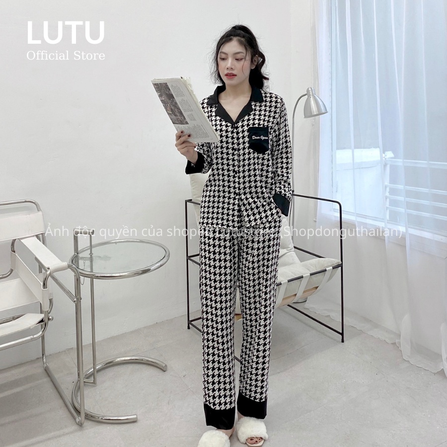 Bộ Pijama Lụa Dài Tay Cao Cấp Chất Lụa Mềm Mịn Không Nhăn Hàng Thiết Kế