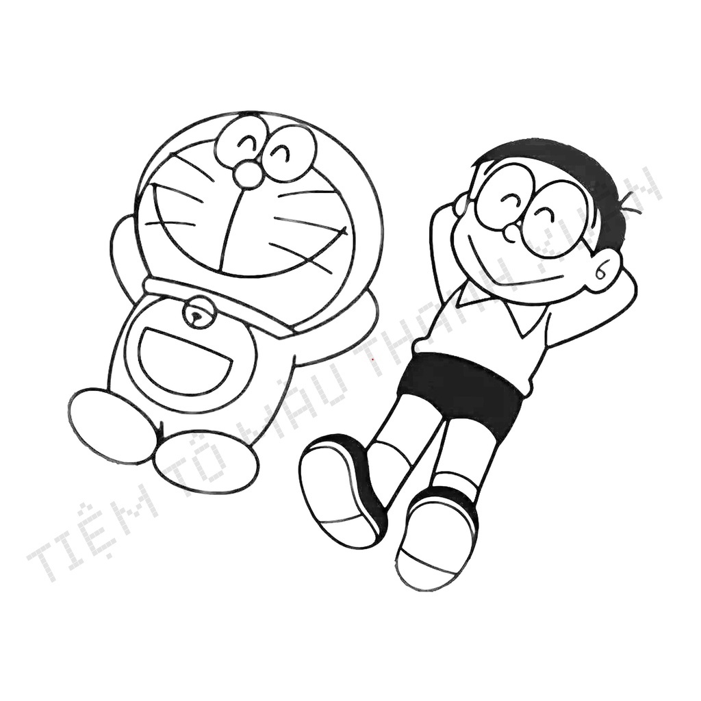 Set 10 Tờ Tranh Tô Màu Doraemon Tô Màu Sáp, Màu Chì - Tiệm Tô Màu Thanh Xuân