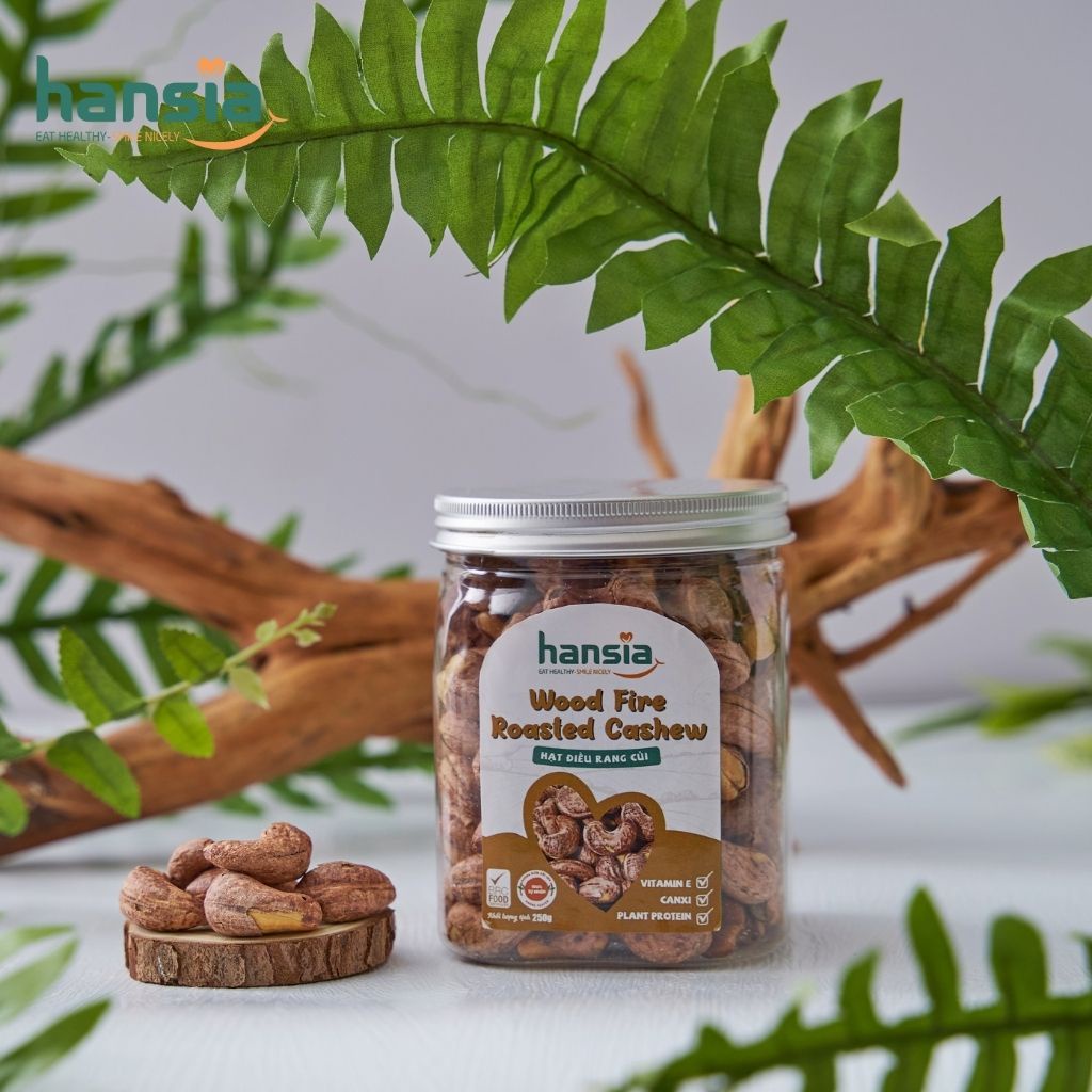 Hạt Điều Rang Muối Organic HANSIA Vị Tự Nhiên Thơm Ngon, Bổ Dưỡng, Không Chất Phụ Gia, Hạt To, Đều Hộp 250g - 454g