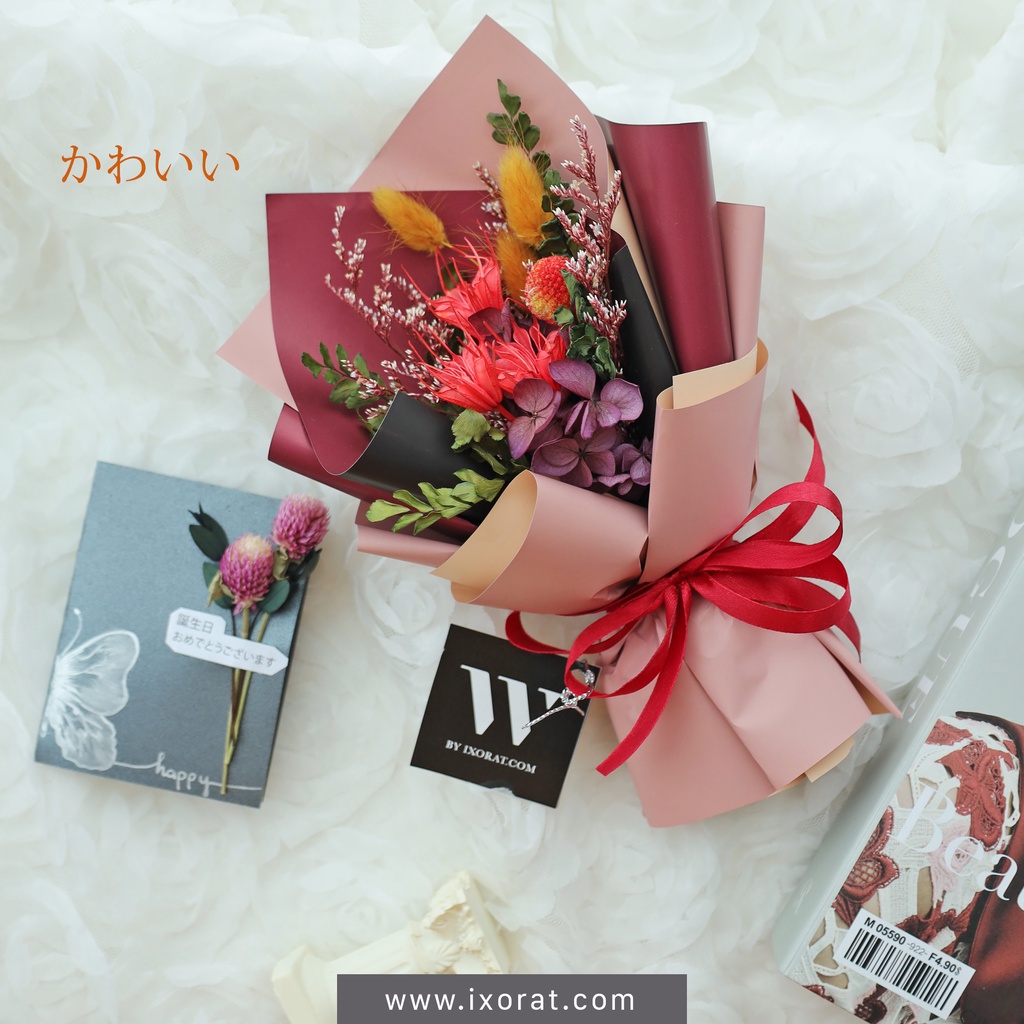 Combo Thiệp hoa khô handmade IXORAT set quà tặng sinh nhật người yêu bạn bè đồng nghiệp thầy cô ngày lễ kỉ niệm