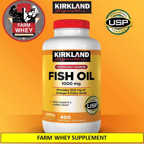 Viên uống Dầu cá Fish oil Kirkland 1000mg 400 viên chứa DHA từ Mỹ